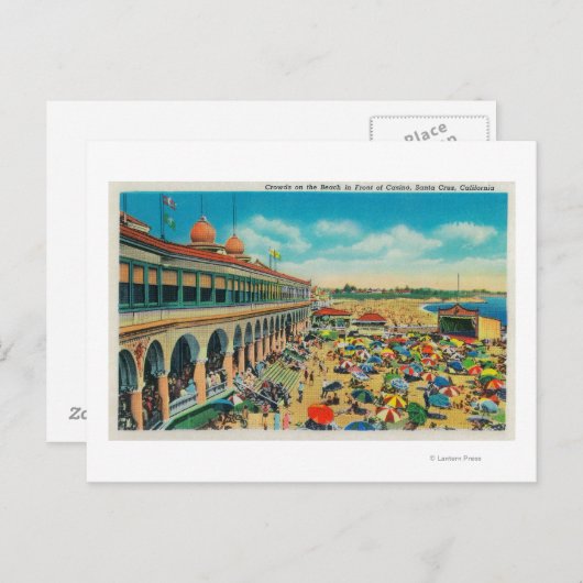カジノ前のビーチの群衆 ポストカード (正面/裏面)