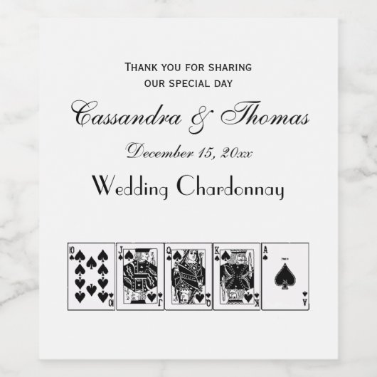 カジノ夜トランプのポーカーの王室のなストレート・フラッシュのスペード ワインラベル (シングルラベル)