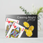 カジノ夜ラスベガスのトランプのポーカーのパーティー-黒 招待状 (スタンド正面)