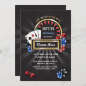 カジノ夜ラスベガスの誕生日の招待のパーティー 招待状 (正面/裏面)