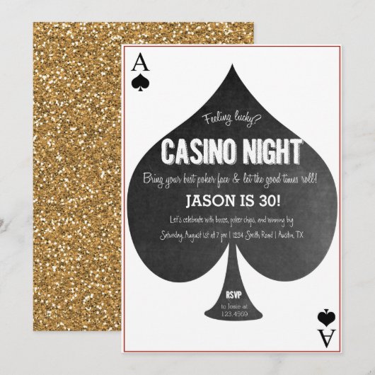 カジノ夜招待状 招待状 (正面/裏面)