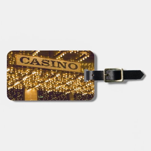 カジノ明るいライトラスベガスの賭博のお金 ラゲッジタグ (正面横)