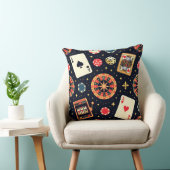 カジノ柄のテーマ（黒背景） クッション (椅子)