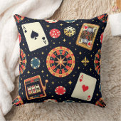カジノ柄のテーマ（黒背景） クッション (ブランケット)