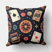 カジノ柄のテーマ（黒背景） クッション (裏面)