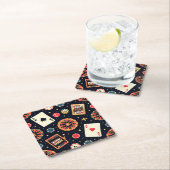 カジノ柄のテーマ（黒） スクエアペーパーコースター (インサイチュ)