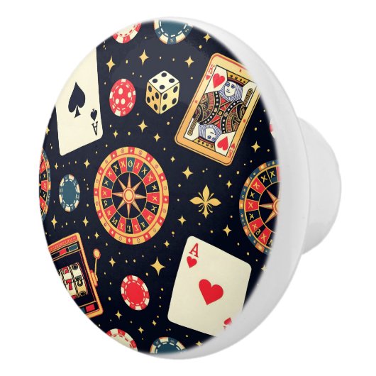 カジノ柄のテーマ（黒） セラミックノブ (右)