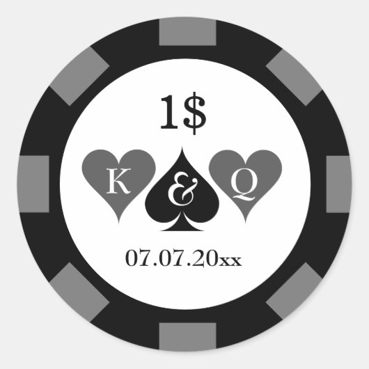 カジノ結婚式パーティー用のトランプのポーカーチップバリューシール ラウンドシール (正面)