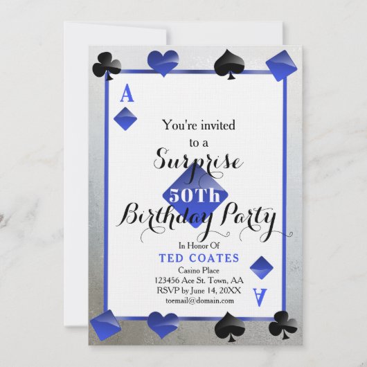 カジノ誕生日の驚きの招待状 招待状 (正面)
