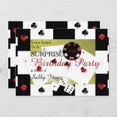 カジノ誕生日の驚きの招待状 招待状 (正面/裏面)