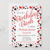 カジノ誕生日招待状トランプのポーカーベガスゲームパーティー 招待状 (正面)