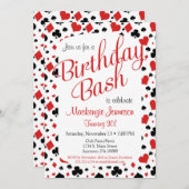 カジノ誕生日招待状トランプのポーカーベガスゲームパーティー 招待状 (正面/裏面)