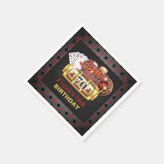 カジノ誕生日紙ナプキンス – 70誕生日 スタンダードカクテルナプキン (角)