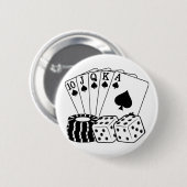 カジノ賭博カードサイコロトランプのポーカーチップスアート 缶バッジ (正面&裏面)