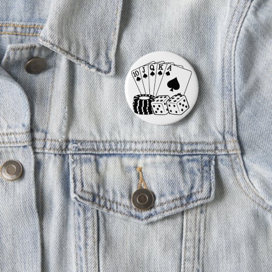 カジノ賭博カードサイコロトランプのポーカーチップスアート 缶バッジ (インサイチュ)