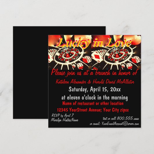 カジノ賭博テーマ 招待状 (正面/裏面)