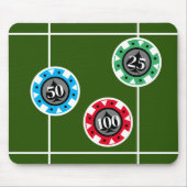 カジノ賭博トランプのポーカーチップスオンルーレットテーブル マウスパッド (正面)