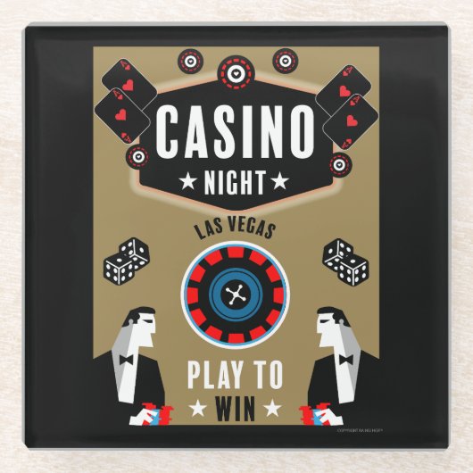 カジノ賭博トランプのポーカールーレット ガラスコースター (正面)