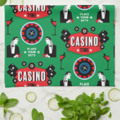 カジノ賭博トランプのポーカールーレット キッチンタオル (折り畳み)