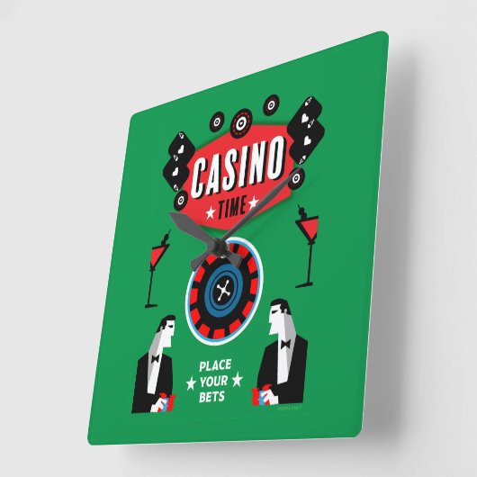 カジノ賭博トランプのポーカールーレット スクエア壁時計 (傾斜)