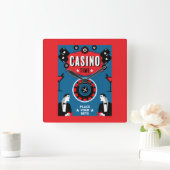 カジノ賭博トランプのポーカールーレット スクエア壁時計 (ホーム)