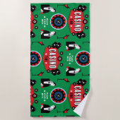 カジノ賭博トランプのポーカールーレット ビーチタオル (正面)