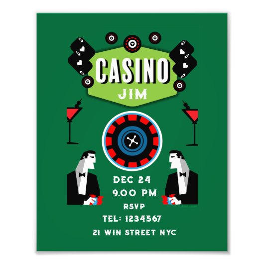 カジノ賭博トランプのポーカールーレット フォトプリント            (正面)