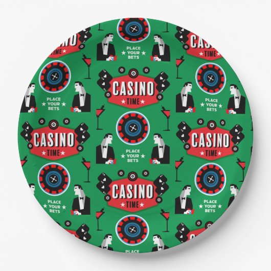 カジノ賭博トランプのポーカールーレット ペーパープレート (正面)