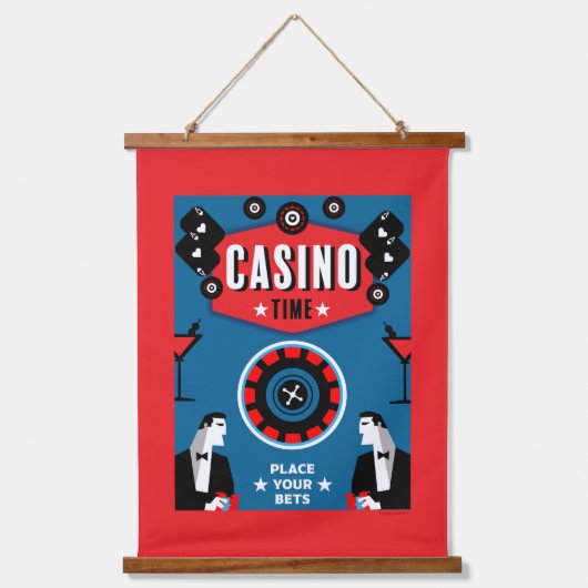 カジノ賭博トランプのポーカールーレット 吊り下げ型タペストリー (正面)