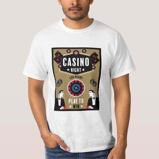 カジノ賭博トランプのポーカールーレット Tシャツ (正面)