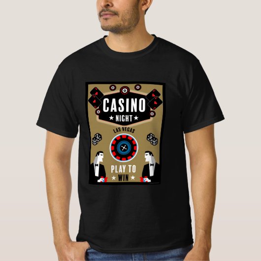 カジノ賭博トランプのポーカールーレット Tシャツ (正面)