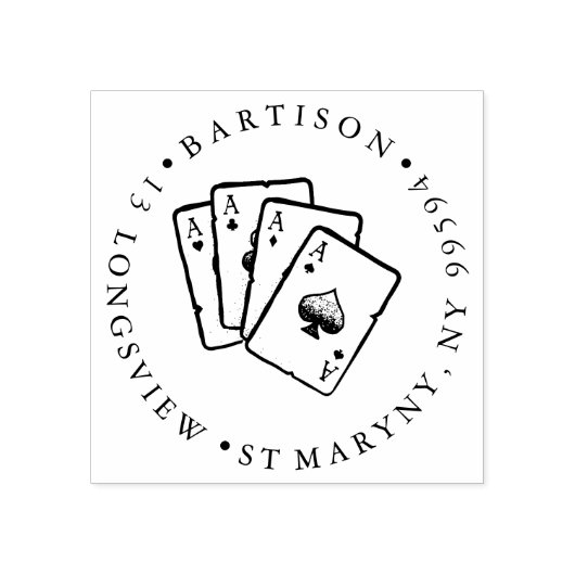 カジノ賭博トランプラウンド差出人住所 ラバースタンプ (インプリント)