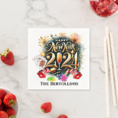 カジノ賭博ハッピーニューイヤー スタンダードカクテルナプキン (インサイチュ)