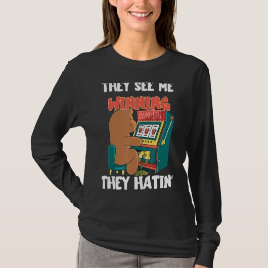 カジノ賭博マシン賭博ホールフリースピン Tシャツ (正面)