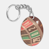 カジノ賭博ルーレットホイールヴィンテージレトロスタイル キーホルダー (正面左)