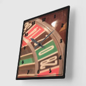 カジノ賭博ルーレットホイールヴィンテージレトロスタイル スクエア壁時計 (傾斜)