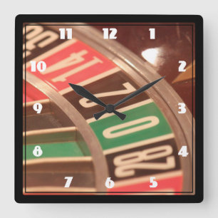 カジノ賭博ルーレットホイールヴィンテージレトロスタイル スクエア壁時計