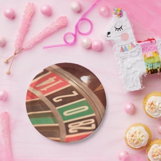 カジノ賭博ルーレットホイールヴィンテージレトロスタイル ペーパープレート (パーティー)