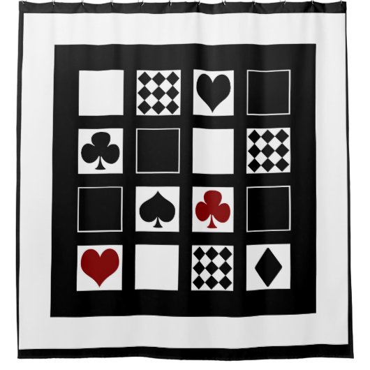 カジノ遊のカードはクラブspをハートに適合 シャワーカーテン (正面)