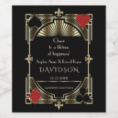 カジノ金ゴールドブラックアールデコローアリング結婚20s ワインラベル (シングルラベル)