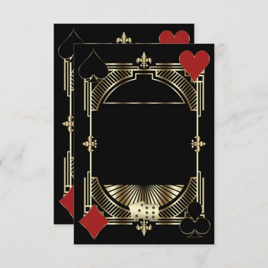カジノ金ゴールドブラックアールデコローアリング結婚20s 出欠カード (正面/裏面)