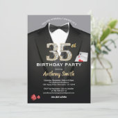 カジノ35歳の誕生日招待状。 黒と白 招待状 (スタンド正面)