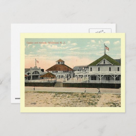 カジノ&アーケード、 ワイルドウッド, ニュージャージー ヴィンテージ ポストカード (正面/裏面)