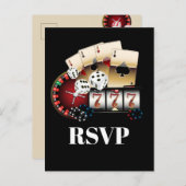 カジノ、カジノナイト、はがきRSVP インビテーションポストカード (正面/裏面)