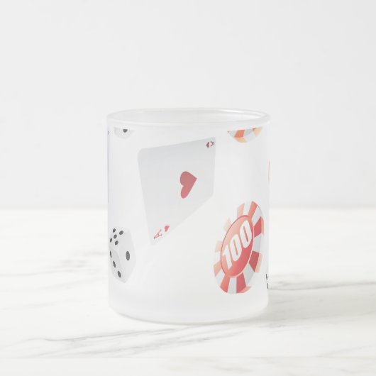 カジノ、ゲームアクセサリーパターン フロストグラスマグカップ (中央)