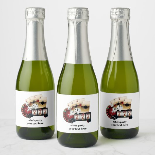 カジノ，トランプのポーカー，大人，ワイン，ワインラベル，シール スパークリングワインラベル (ボトル)