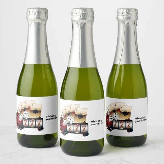 カジノ，トランプのポーカー，大人，ワイン，ワインラベル，シール スパークリングワインラベル (ボトル)