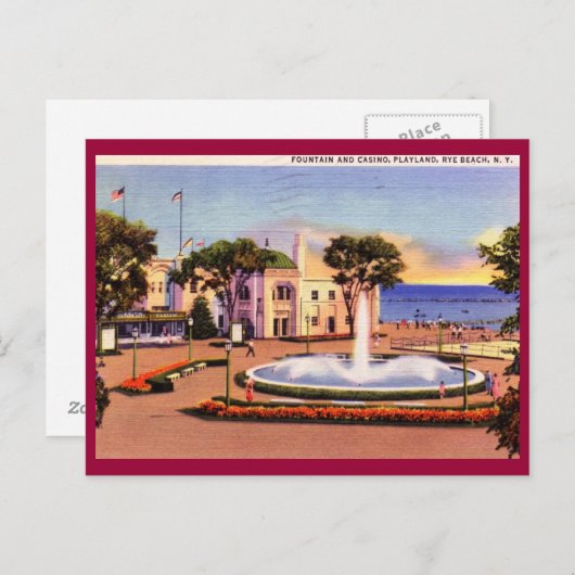 カジノ、プレイランド、ライ、ニューヨークヴィンテージ ポストカード (正面/裏面)