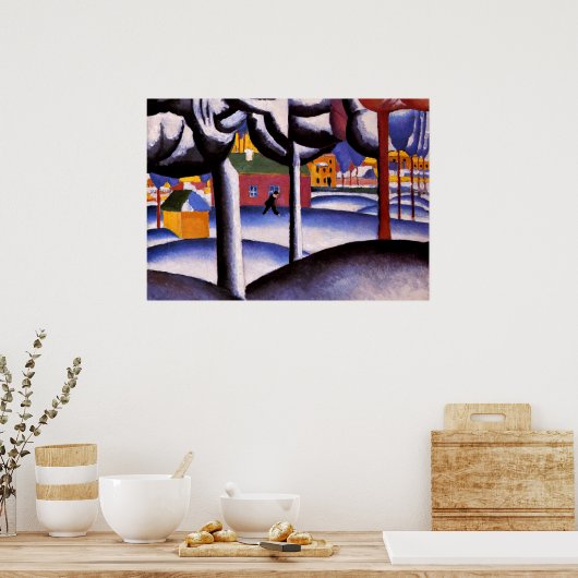 カジミール・マレビッチのアート – 冬の風景 ポスター (キッチン)