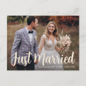 カジュアルたった今結婚しましたスクリプトの写真 案内ポストカード (正面)